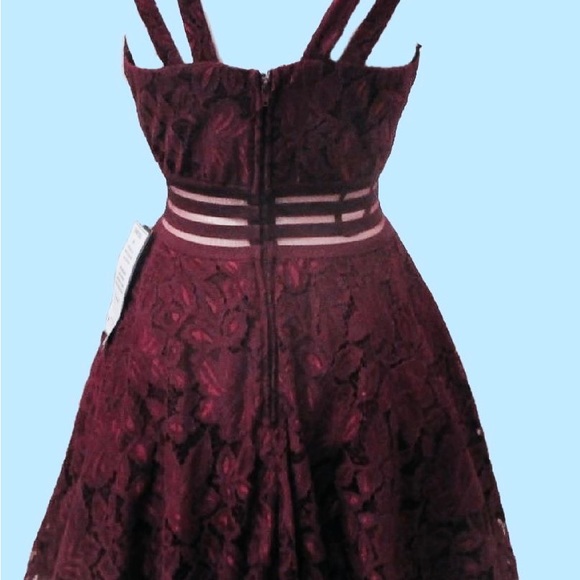 CITY STUDIO CRANBERRY LACE FIT & FLARE DRESS. NWT. Size 5 (Juniors) - Picture 2 of 6